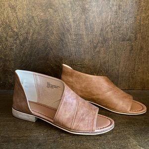Cognac Vegan Leather Cut Out Sandals